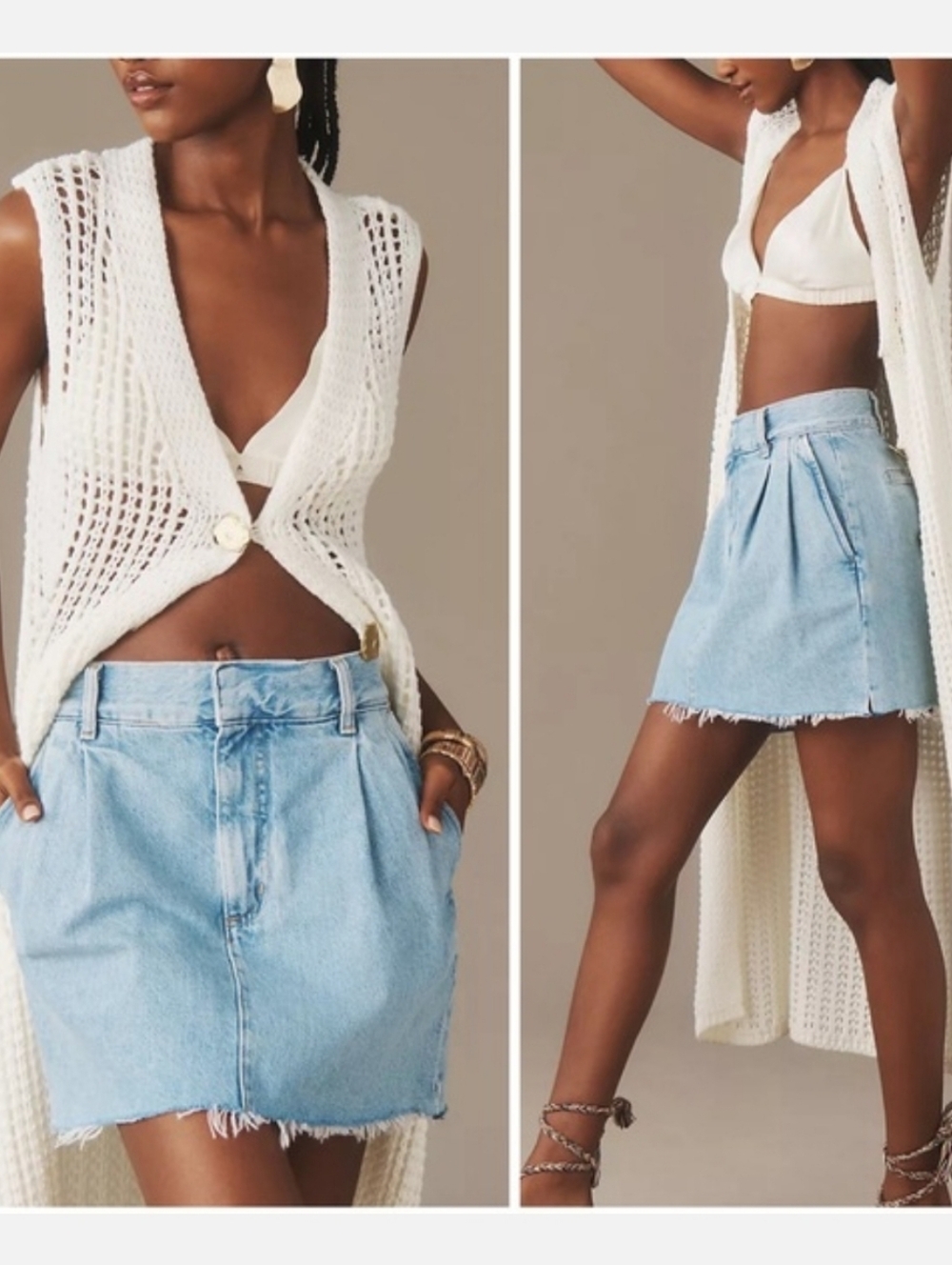 AGOLDE Becker High-Rise Mini Skirt in Rota Light Blue A3060-1601